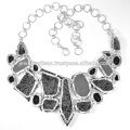 Tektite und schwarze Onyx 925 Sterling Silber Halskette Schmuck